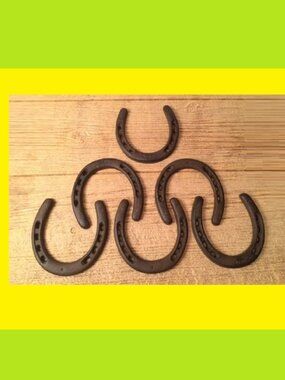 Set of Six (6) 5" tall Horse Shoes Rustic Cast Iron Set of Six (6) 05208